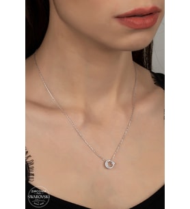 SWAROVSKİ CRYSTAL AY YILDIZ  925 AYAR GÜMÜŞ KOLYE
