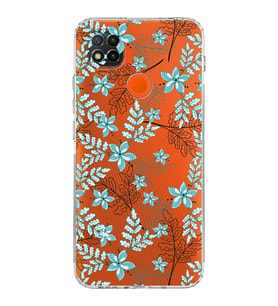 Xiaomi Redmi 10A  Kamera Korumalı Kapak Floral Su Yeşili Tasarımlı Şeffaf  Kılıf