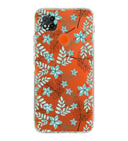 Xiaomi Redmi 10A  Kamera Korumalı Kapak Floral Su Yeşili Tasarımlı Şeffaf  Kılıf