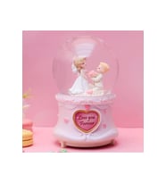 Büyük Aşk Büyük Boy Kar Küresi Işıklı, Müzikli, Püskürtmeli, Pembe, 16X12