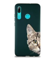Huawei P Smart 2019 Soft Premier Kapak Catface Tasarımlı Silikon Kılıf - Yeşil (Şeffaf)