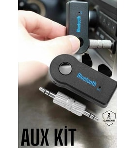 Kablosuz Bluetooth Aux Araç Kiti Siyah Hafıza Kartlı