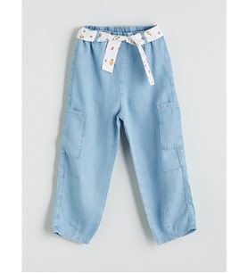 LCW Kids Mavi Beli Lastikli Kız Çocuk Balon Jean Pantolon