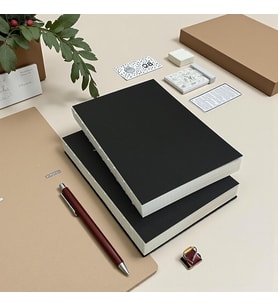 Tanıtım Özel Tasarım Siyah Kraft Kapaklı A6 Noktalı Defter - 360 Derece Açılabilir, Sırtı Dikişli,%100 El İşçiliği, Ofis İçin İdeal, Planlayıcı (A6 Noktalı)