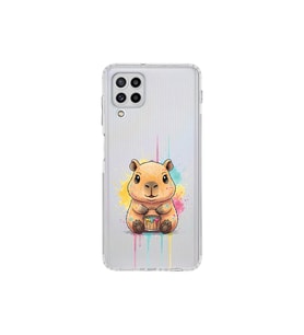 Samsung Galaxy M32 ile Uyumlu Splash Kapibara Tasarımlı Şeffaf Silikon Kılıf