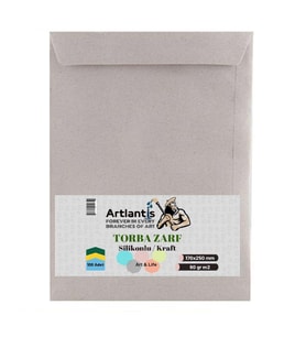 Torba Zarf 17x25 Cm Kraft 90 Gr Silikonlu 100'lü 1 Paket Artlantis 170*250 Mm Torba Zarf Kraft 100 lü 1 Paket (Renksiz)