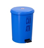 Omnipazar SY-4219 Mavi Cam Atık Kovası Pedallı Yuvarlak İç Kovalı 40 Lt