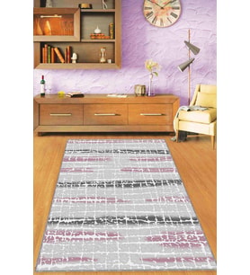 Pembe Spor Kaymaz Tabanlı Makinede Yıkanabilir Halı FL07 - 100 x 160 cm