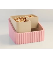 3D Baskı Fıstık Kasesi - Çift Hazneli Kabuk Ayırıcı Sunum Kasesi - Pembe Bej