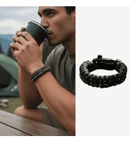 Pusulalı Çakmaklı Taktik Paracord Bileklik - Gece Kamuflaj Desen - Kamp ve Doğa Sporları İçin