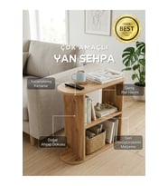 Ahşap İki Raflı Yan Sehpa, Banyo, Mutfak Organizeri, Salon Sehpası