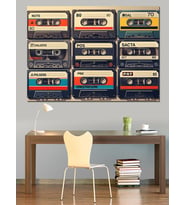 Retro Müzik Kaseti Koleksiyonu Dizisi Dekoratif Kanvas - Mdf Ahşap Tablo