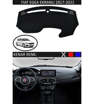 Fiat Egea Ekranlı 2017-2022 Için Uygun Torpido Koruma Halısı Siyah Kenar Renk Siyah