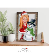 BK Gift Kişiye Özel Yeni Yıl Karikatürlü 3D Ahşap Tablo-3