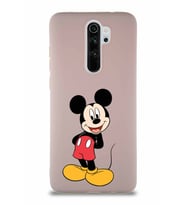 Xiaomi Redmi Note 8 Pro Soft Premier Kapak Mickey Mouse-B Tasarımlı Silikon Kılıf - Pudra (Şeffaf)