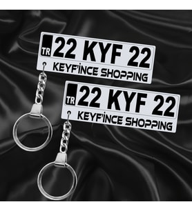 Keyf'ince Shopping Kişiye Özel Çift Yönlü Gümüş Aynalı Pleksi Plaka Anahtarlık Premium Tasarımlı Hediye Model-1