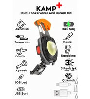 Kamp Feneri Çok Fonksiyonlu Fener Anahtarlık Usb Çakmaklı Cam Kırıcı Kemer Kesici