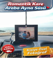 Kişiye Özel Fotoğraflı Lazer Kesim Ahşap Araba Dikiz Aynası Süsü