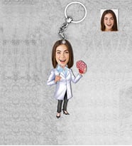 Kişiye Özel Beyin Cerrah Kadın Ahşap Anahtarlık-1
