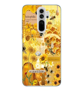 Redmi Note 8 Pro Uyumlu Sunshine Arı Kolaj Tasarımlı Şeffaf Telefon Kılıfı