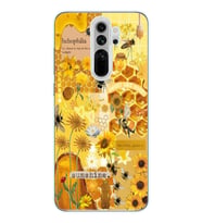 Redmi Note 8 Pro Uyumlu Sunshine Arı Kolaj Tasarımlı Şeffaf Telefon Kılıfı