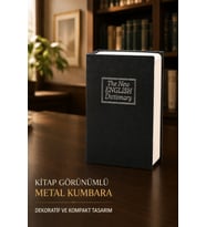 Kitap Görünümlü Metal Kasa Kumbara Gizli Para Biriktirme ve Değerli Eşya Saklama Kutusu Güvenlik Kasa 115x85x45 mm