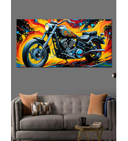 Kanvas Tablo Alevli Güçlü Chopper Motor