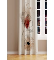 Art Flora Desenli Süet Oturma Odası Salon Fon Perde Baskılı Ekstrafor Büzgü TEK KANAT PRD-1029