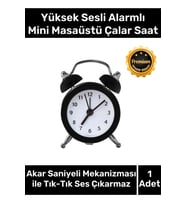 Premium Yüksek Sesli Alarmlı Pilli Dekoratif Çift Çanlı Mini Masaüstü Analog Dekoratif Çalar Saat