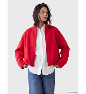 LCW Modest Kırmızı Dik Yaka Oversize Kadın Ceket