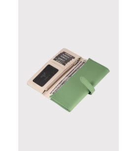 Garbalia Astana Kemer Kilitli Fermuarlı Bilek Askılı Telefon Bölmeli Pike Desen Kadın Cüzdanı Mint Yeşili