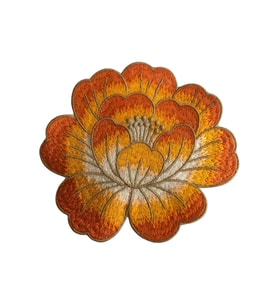 2 Adet Turuncu Gül Nakışlı Sunum ve Kokteyl Peçetesi 14x13cm (Turuncu - Sarı)