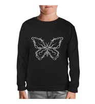 Butterfly in Wired Shape Siyah Çocuk Sweatshirt