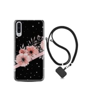 Samsung Galaxy A50 Kılıf Desenli Silikon Boyun Askılı Flowers Dots 1423