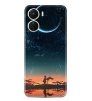 Vivo Y16 Kılıf Silikon Desen Özel Seri Ay ve Kız 1720