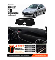 e-biz PEUGEOT 206 KÜÇÜK EKRANLI (1998-2009) Uyumlu Torpido Örtüsü, Torpido Kılıfı - Siyah-Gri - PE003
