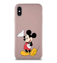 Apple iPhone X Soft Premier Kapak Mickey Mouse-C Tasarımlı Silikon Kılıf - Pudra (Şeffaf)