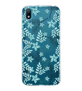 Huawei y5 2019 Uyumlu Kapak Floral Su Yeşili Tasarımlı Şeffaf Silikon Kılıf
