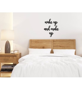 BK Home Wake Up And Make Up Ahşap Duvar Yazısı-1 (Siyah)