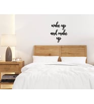 BK Home Wake Up And Make Up Ahşap Duvar Yazısı-1 (Siyah)