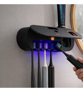 Mioji UV5F 1200mAh Şarj Edilebilir UV Sterilizatörü Otomatik Diş Fırçası Tutucusu Metalik Gri