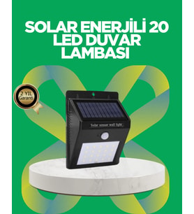 Solar Enerjili 20 LED Hareket Sensörlü Duvar Lambası