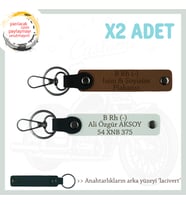 Motorculara Özel İsim Plaka, B(-) Kan Grubu Yazılı Kişiselleştirilen x2 Anahtarlık, Kahve-Beyaz-Laci