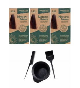NATURA BALANCE SAÇ BOYASI 5.23 KAKAO 3 ADET+SAÇ BOYAMA SETİ