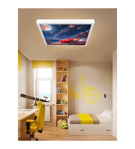 Şimşek Mcqueen Avize, 60x60 Çocuk Odası Avize, 60watt, estetik kare, Yapay Zeka Tasarım Avize, Uzay
