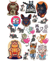 Kedi Sticker Set 15 Parça Telefon, Tablet, Defter, Laptop Sticker