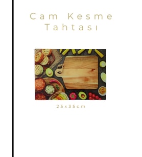 Cam Kesme Tahtası* Mutfak Tahtası Kare 25x35cm Tapas Görünümlü