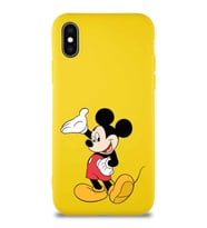 Apple iPhone X Soft Premier Kapak Mickey Mouse-C Tasarımlı Silikon Kılıf - Sarı (Şeffaf)