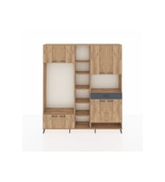 Arges Dolap 12 Raflı Tek Çekmeceli 8 Kapaklı 220x30x243 Çam-Çam/Antrasit