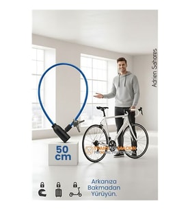 Çelik Örgü Kablo Kilit 5mm 50 cm Bisiklet Kilidi Motosiklet Kilidi Eşya Garaj Kilidi